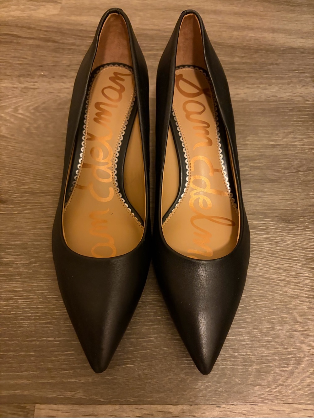 Sam Edelman Black Pointed-Toe Kitten Heels